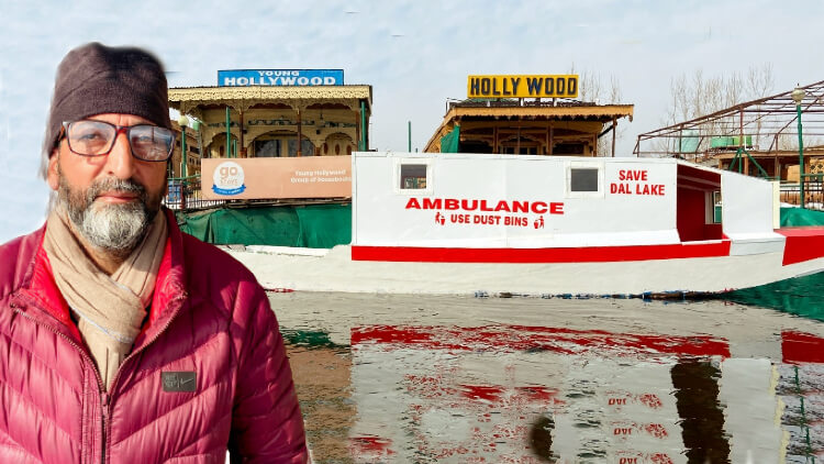 Tariq Ahmed Patloo and his water ambulance