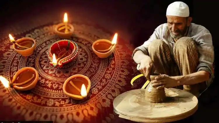 Ghulam Qadir Kumar making diya