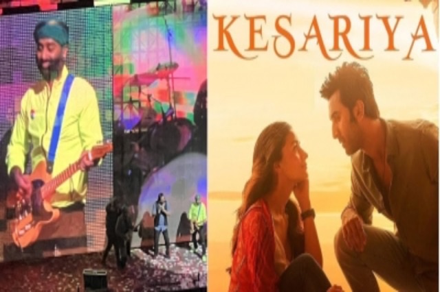 Arijit Singh (L), Poster of the song “Kesariya”