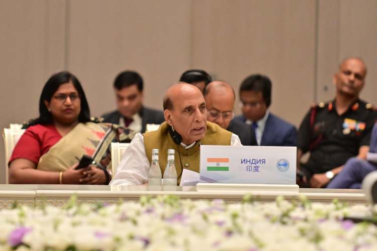 Picture courtesy: Twitter - Rajnath Singh at the SCO Defence Ministers' meet