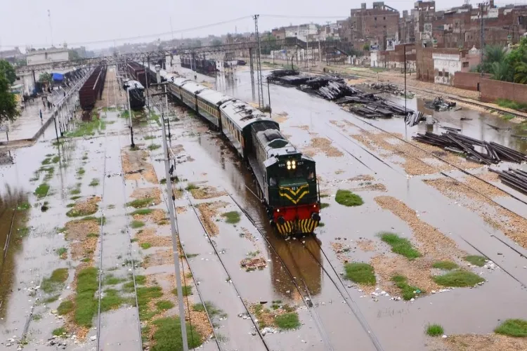 A train arrives at a station in Pakistan