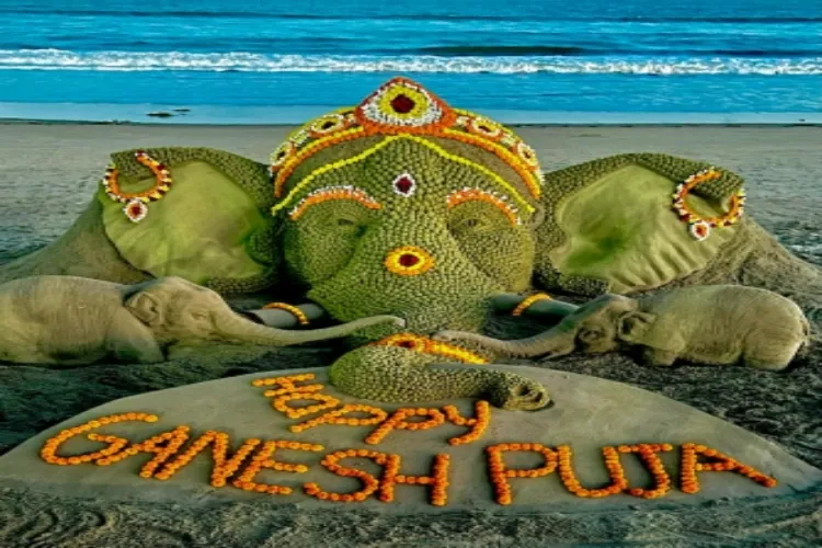 A sand sculpture created at Puri beach