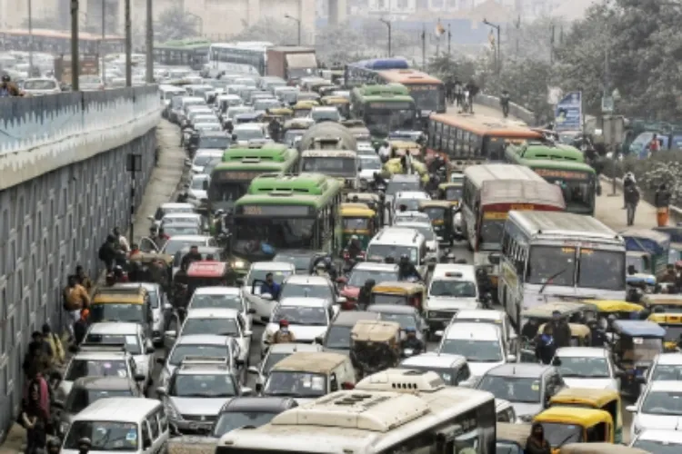 Traffic in south Delhi on Sunday