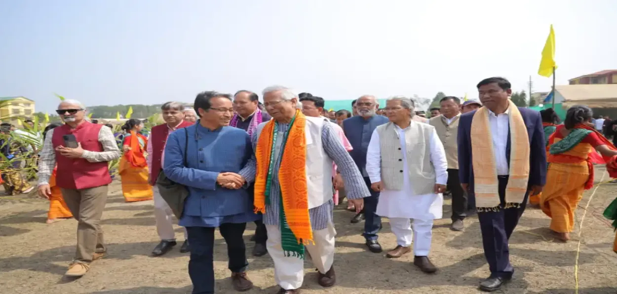 Nobel laureate Muhammad Yunus with Ladakhi climate change activist Sonam Wangchuk  on sidelines of Bodoland conference