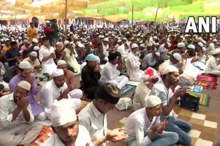 Devotees offering prayer on the last Friday of Ramazan month