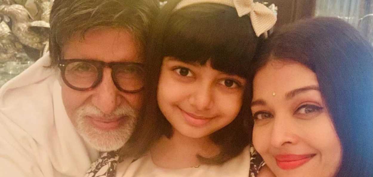 Amitabh Bachchan with his grand-daughter Aaradhya and daughter-in-law Aishwarya Rai