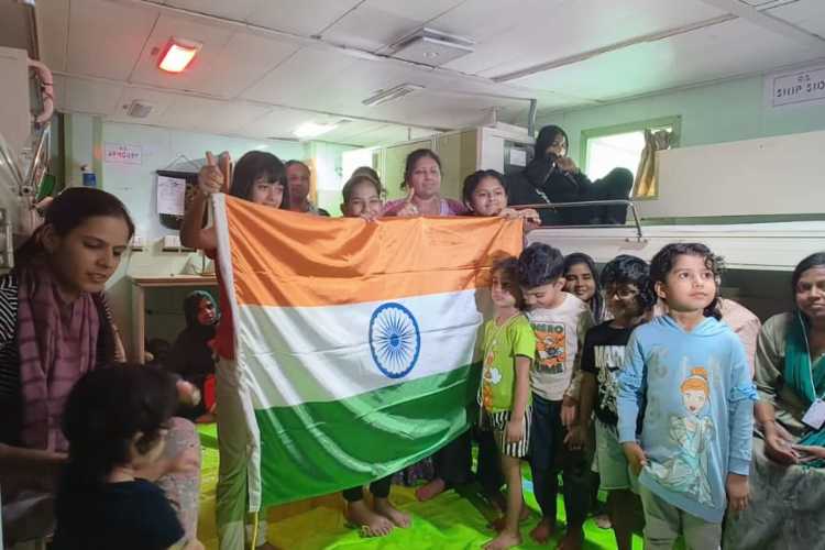 Rescued Indians aboard INS Sumedha