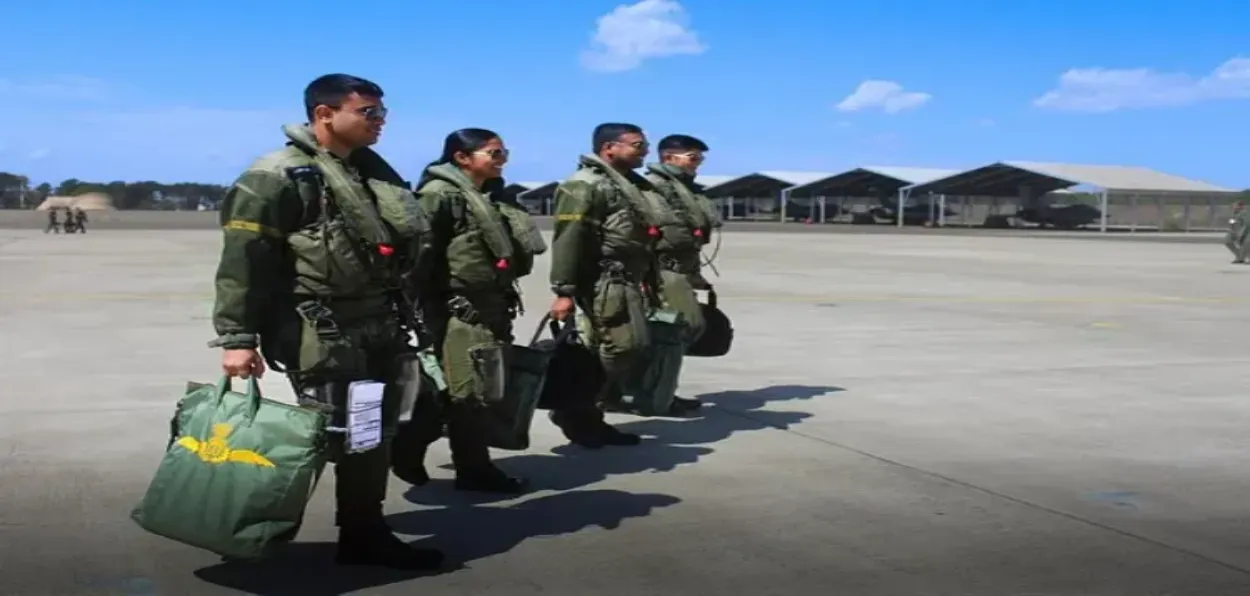 Squadron leader Shivangi Singh (second from left) 