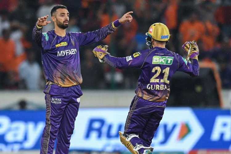 Varun Chakravarthy defended nine runs in the last over to ensure a win for KKR 