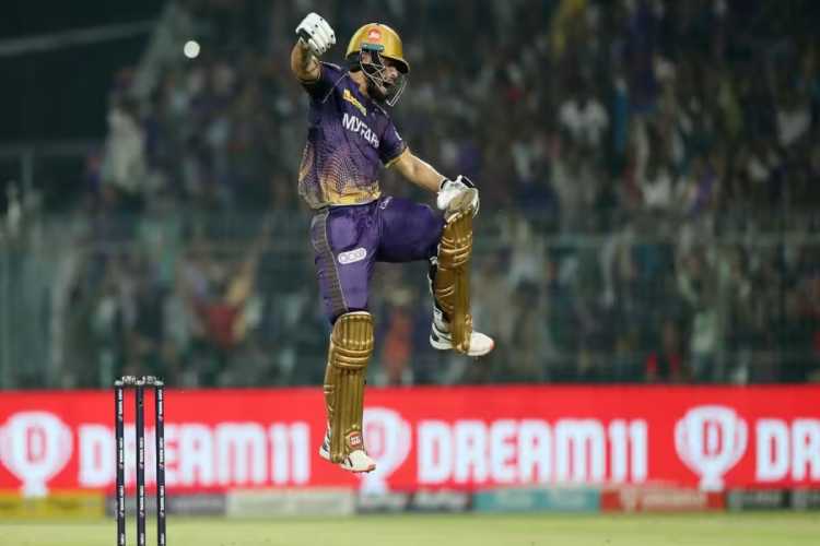 Rinku Singh after hitting the winning four off the last ball of the match