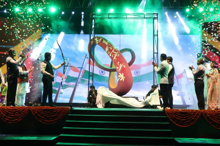  Goa Chief Minister Pramod Sawant unveiling the logo for the 37th National Games 