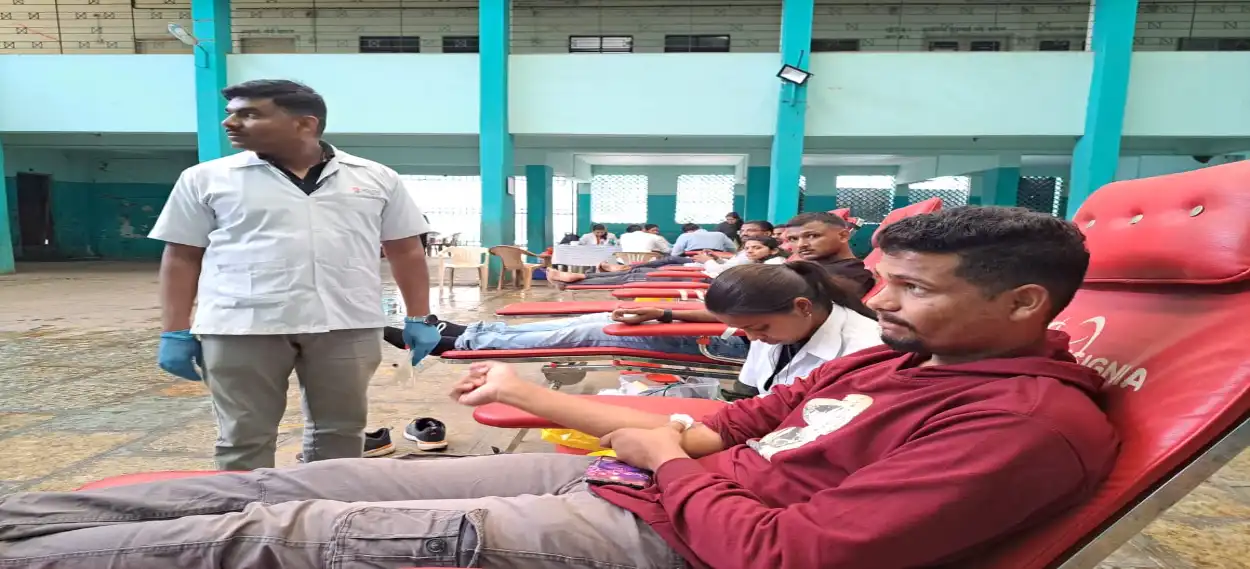 Youth donating blood on Eid al-Zuha