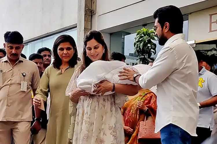 Ram Charan and his wife Upasana Konidela with their new-born daughter