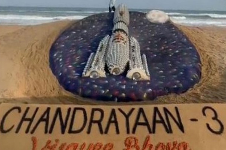 Sand Art for Chandrayaan 3