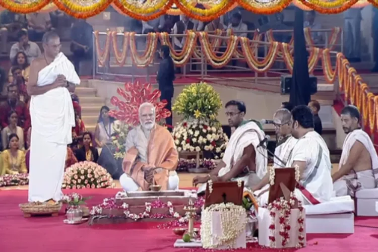 Prime Minister Narendra Modi performed pooja and havan ceremony at the redeveloped India Trade Promotion Organisation