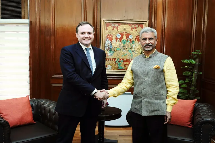 UK’s Security Minister, Tom Tugendhat with India's Foreign Minister S Jaishankar