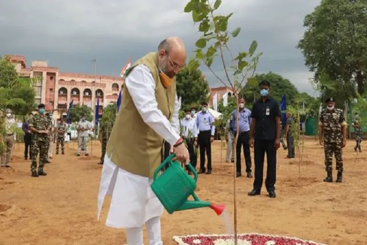 Union Home Minister Amit Shah planted the fourth crore sapling at Central Reserve Police Force Group Centre