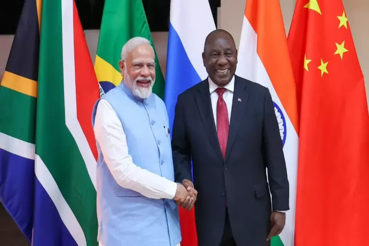 Prime Minister Narendra Modi with SA President Cyril Ramaphosa