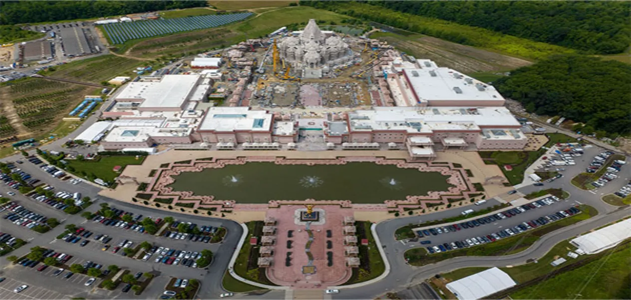 A view of the largest hand-carved Hindu temple in U.S.