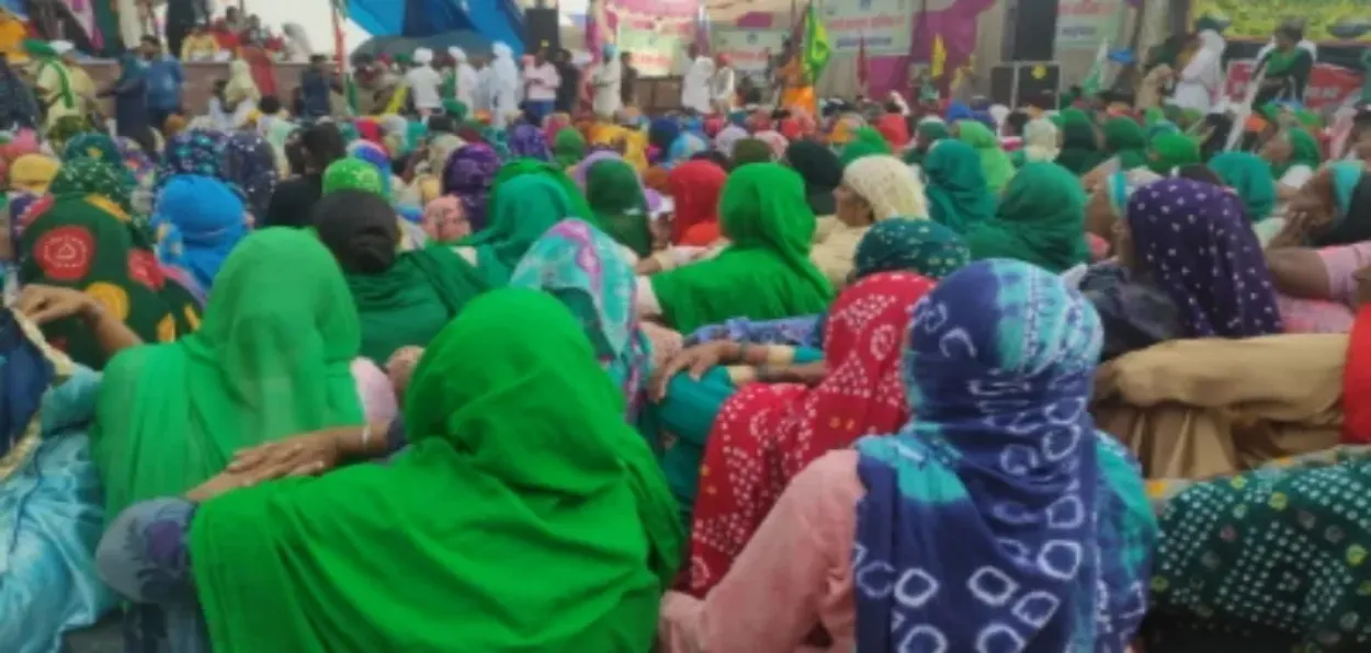 Women holding a meeting in a Punjab village on how to end the drug menace in the state