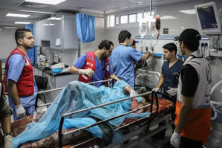  The scene at the Al-Ahli Baptist Hospital in Gaza following the blast