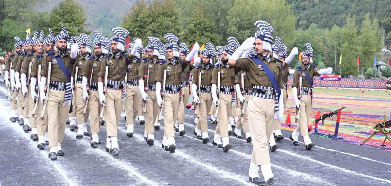 Cadets at the passing out parade of the Jammu and Kashmir police in Srinagar