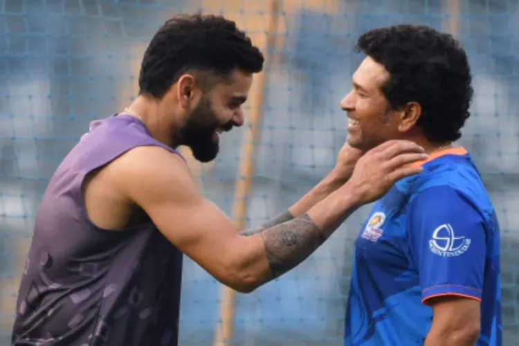  Indian cricketer Virat Kohli and Sachin Tendulkar