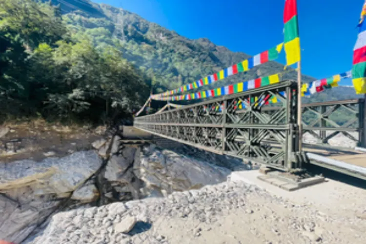 Indian Army, with BRO constructed the bailey bridge over the Teesta River at Chungthang