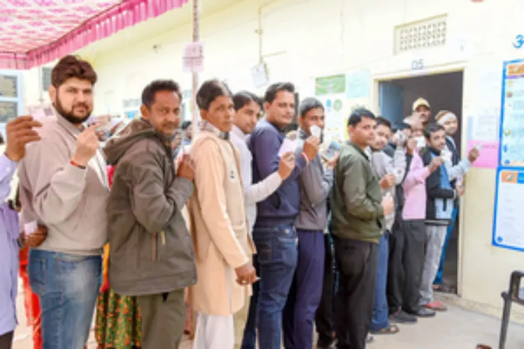 Voters at a polling booth