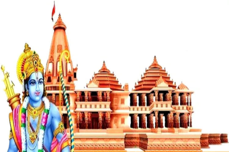 Lord Rama and proposed new model of the Ram temple in Ayodhya