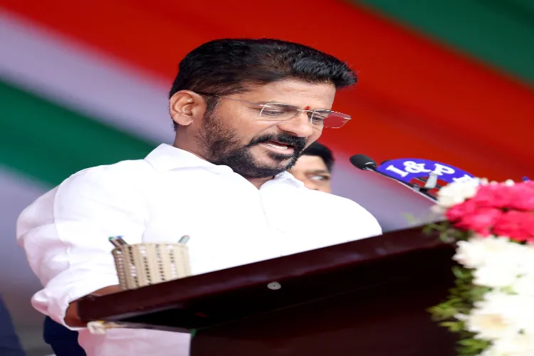 Anumula Revanth Reddy taking oath as Chief Minister of Telangana