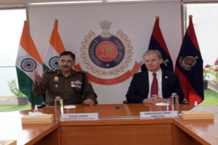 FBI Director, Christopher A Wray, met commissioner Sanjay Arora at the Delhi Police HQ