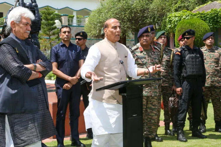 Rajnath Singh with J&K Lt. Governor Manoj Sinha in Rajouri