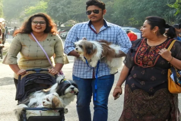 An Indian family with its pets