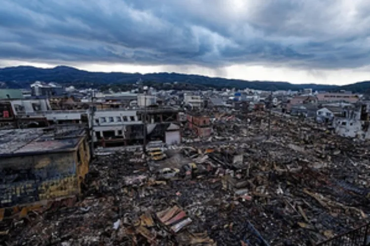 A view of the damage caused by the quake in Japan