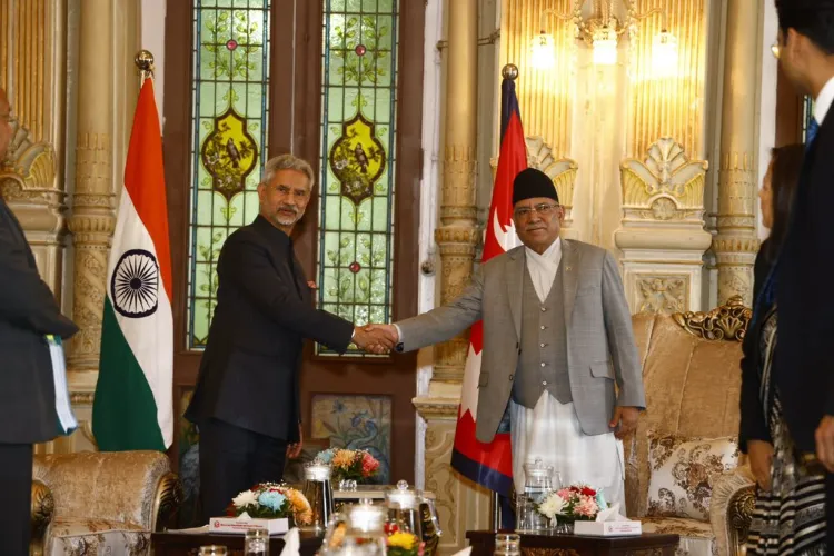 External Affairs Minister S. Jaishankar with Nepal PM Pushpa Kamal Dahal in Kathmandu