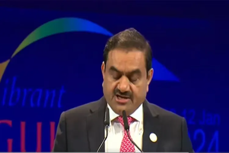 Gautam Adani, Chairman of the Adani Group, delivering the keynote address at the 10th Vibrant Gujarat Summit