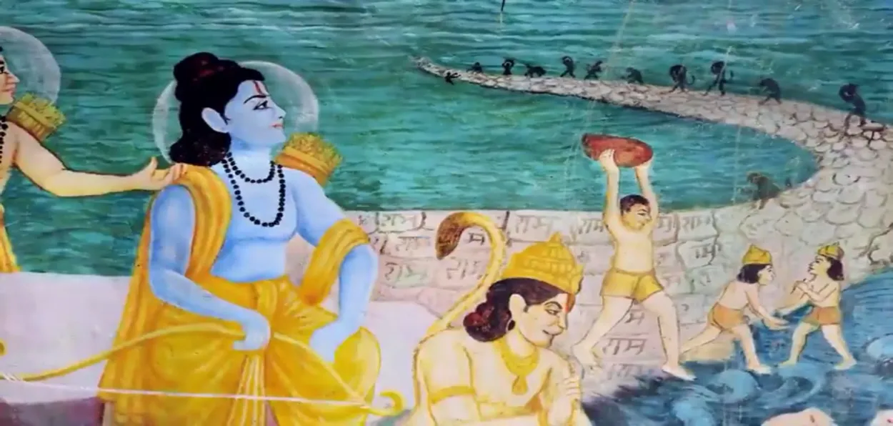 An artist's depiction of making of Ram setu