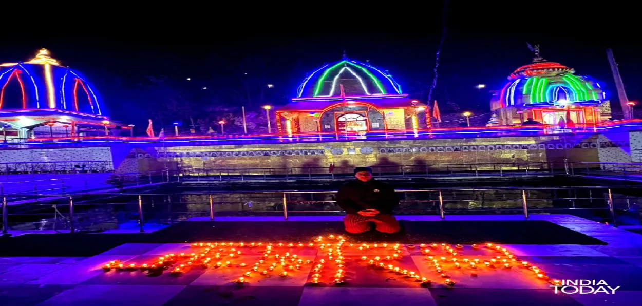 Sun Temple of Mattan, Anantnag, decorated on the occasion of pran Pratishthta (K))