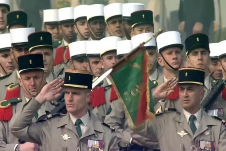The french Military contingent participating in the Republic day parade