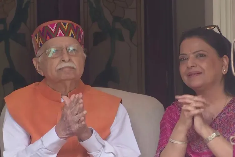 BJP veteran leader L.K. Advani and his daughter Pratibha Advani acknowledging congratulatory messages at their residence