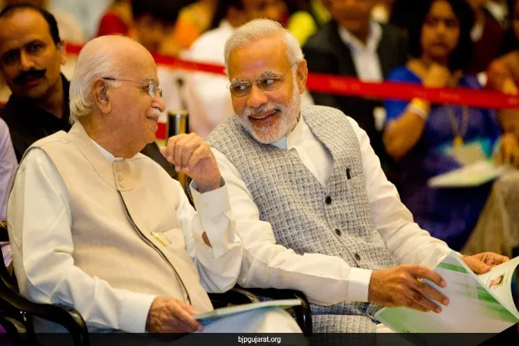 Prime Minister Narendra Modi with veteran leader and former Deputy Prime Minister LK Advani