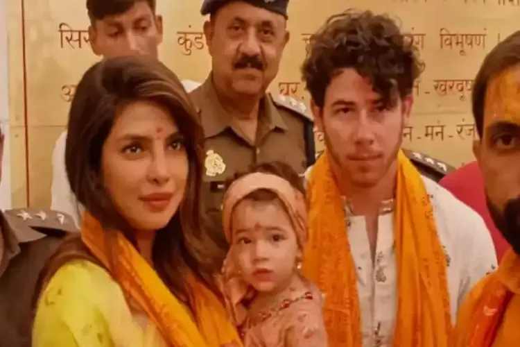 Priyanka Chopra with her husband Nick Jonas and daughter Malti Mary