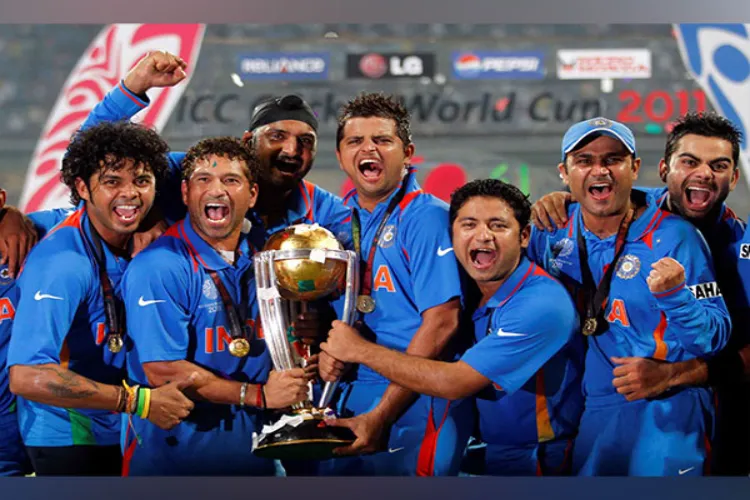 Sachin Tendulkar and Team India with ODI World Cup 2011 