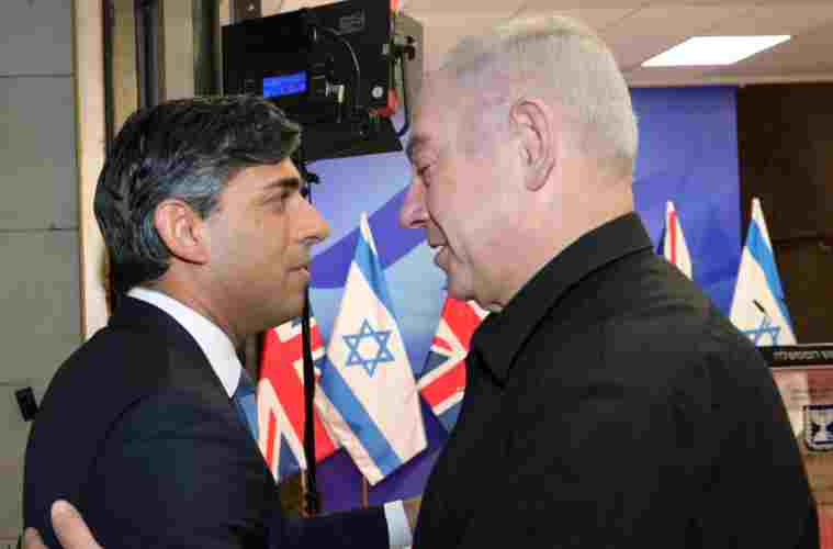 UK Prime Minister Rishi Sunak meeting Israeli Priem Minister Benjamin Netanyahu (File)nd NSA of the UK Tim Brown