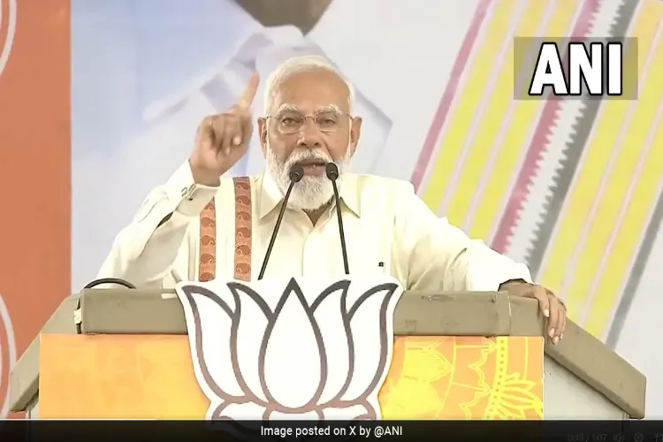 Prime Minister Narendra Modi addressing a rally in Vellore in Tamil Nadu