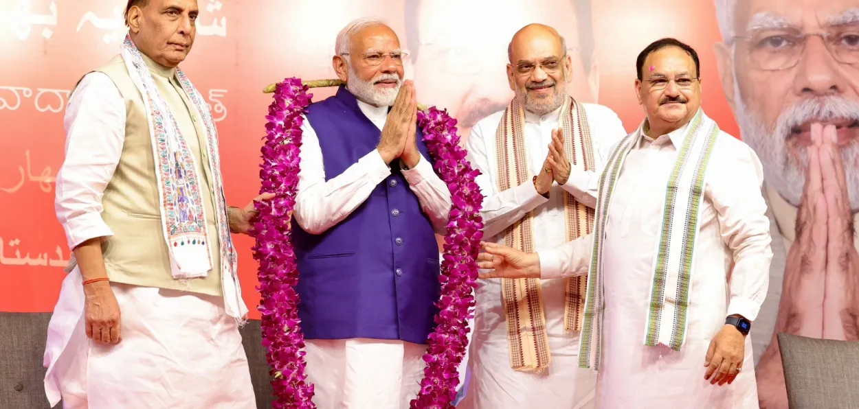 Prime Minister Narendra Modi at BJP headquarters in Delhi