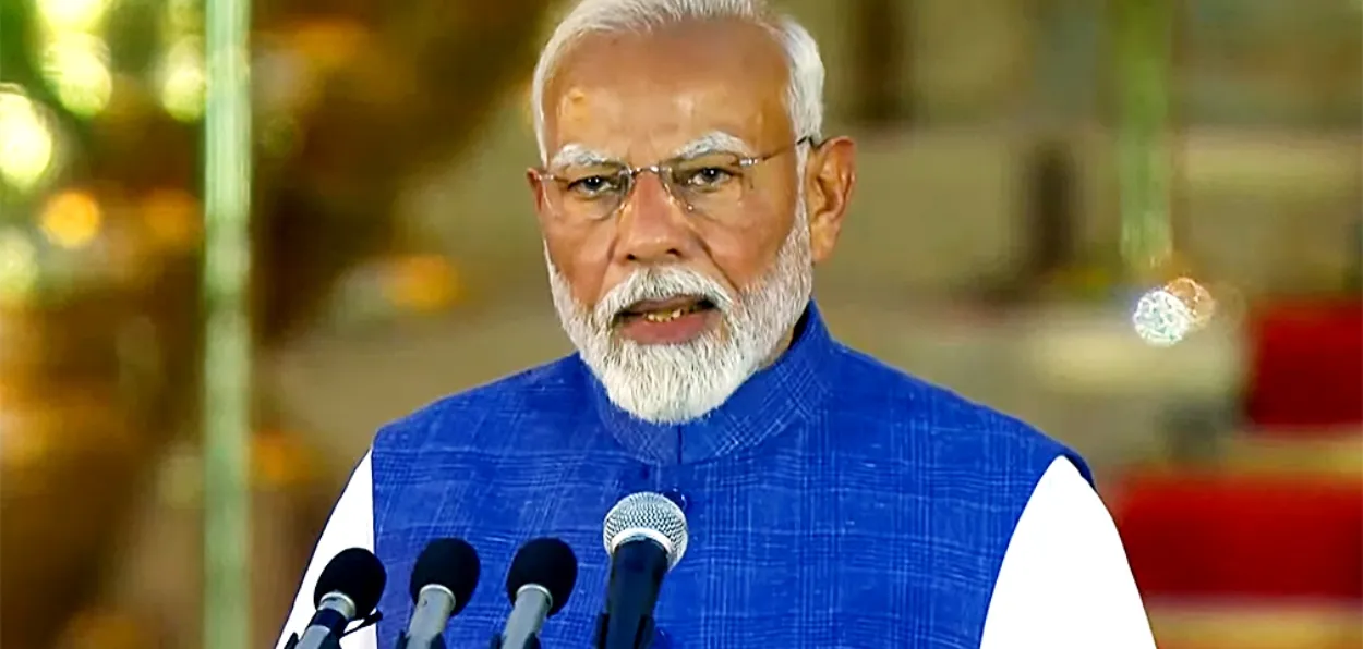 Prime Minister Narendra Modi taking oath