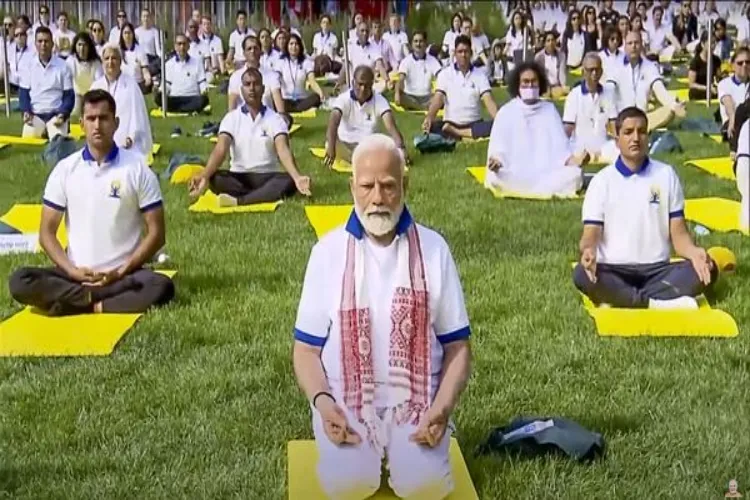 Prime Minister Narendra Modi during a yoga session