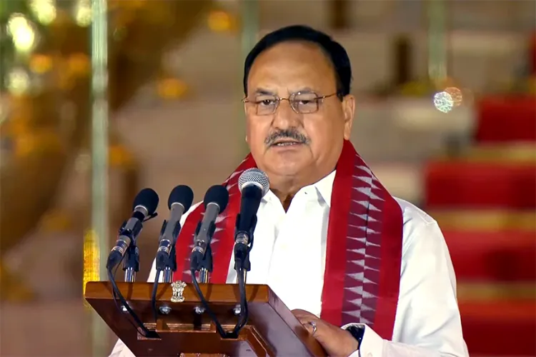 J. P. Nadda takes oath as the Cabinet Minister during the swearing-in ceremony